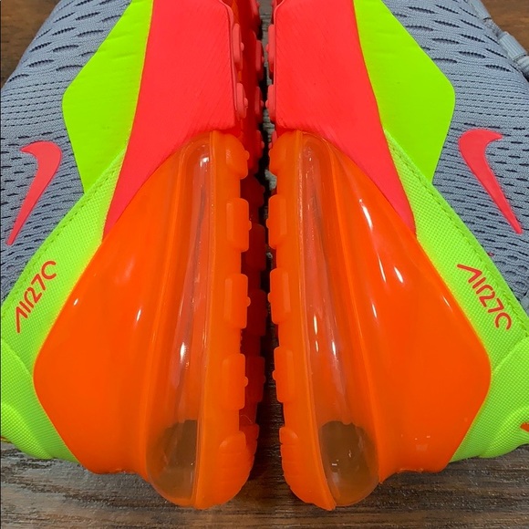 NIKE AIR MAX 270 GS 'WOLF GREY HOT PUNCH' - Picture 8 of 16